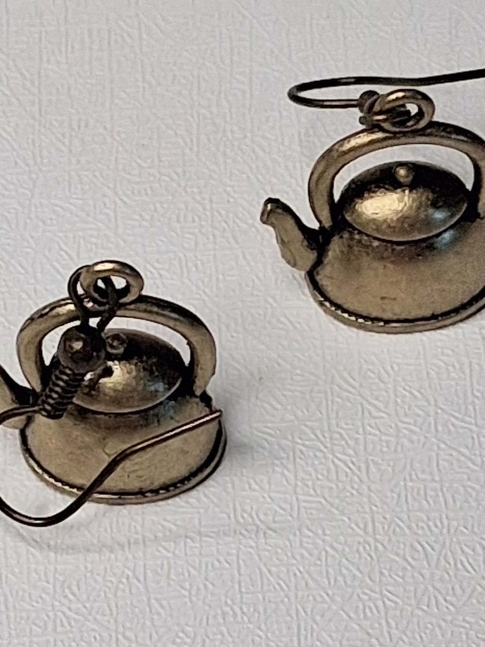 Antique Brass Teapot Dangle Earrings - Women Jewelry - Picture 2 of 5
